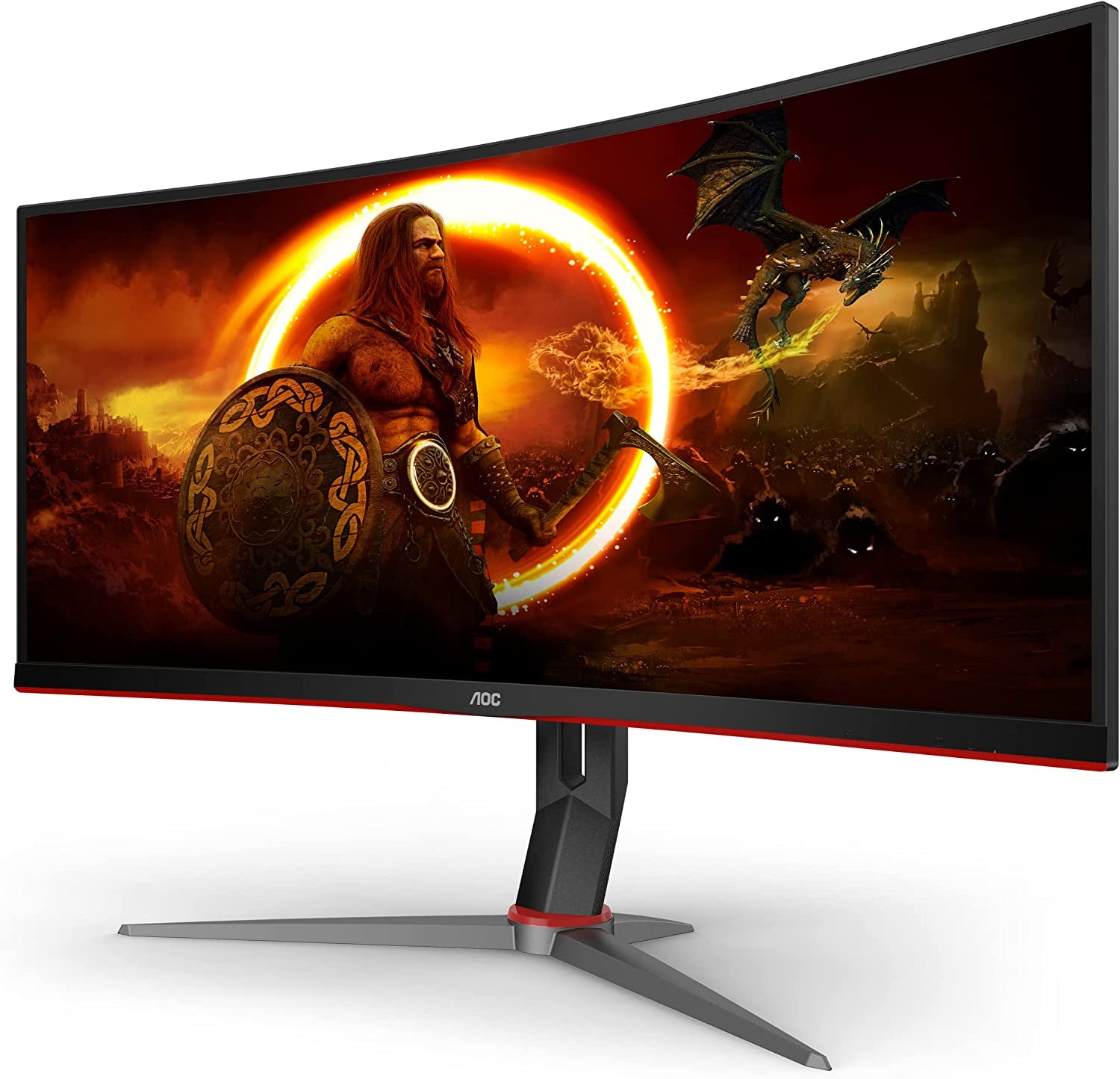 CU34G2X 34" Curved Frameless Immersive Gaming Monitor, Ultrawide QHD 3440X1440, VA Panel, 1Ms 144Hz Adaptive-Sync, Height Adjustable, 3-Yr Zero Dead Pixels, Black/Red