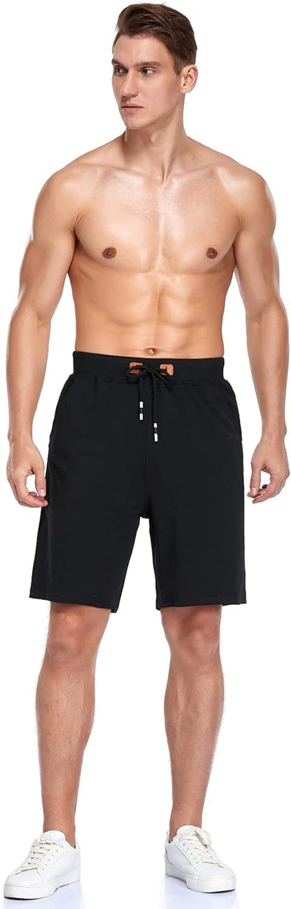 Mens Shorts Adjustable Elastic Waist Casual Workout Shorts with Pockets