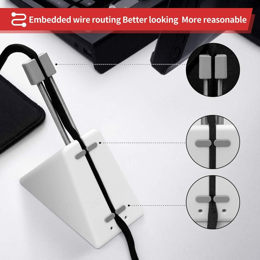 Mouse Bungee Mouse Cord Clip Cord Management System Fixer Holder for Esports FPS Game (3.0 White)