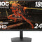 24G15N 24" Gaming Monitor, Full HD 1920X1080, 180Hz 1Ms, 1X HDMI 2.0, 1X Display Port, Adaptive-Sync, 3-Sided Frameless, HDR Ready, Console Gaming Ready, 3-Year Zero-Bright-Dot