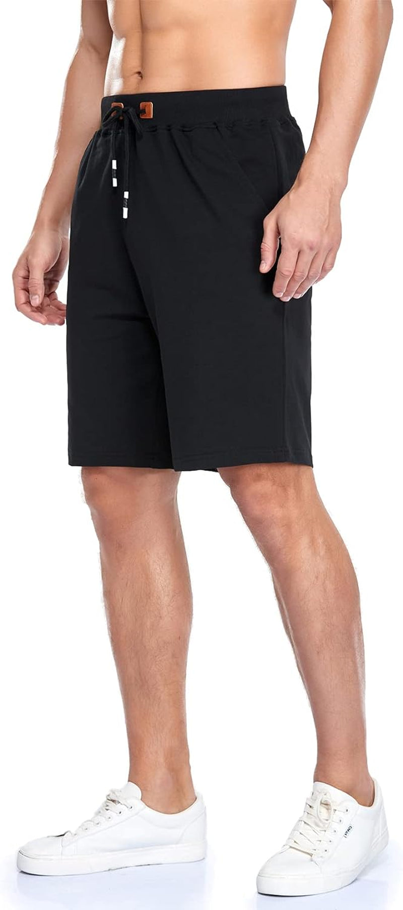 Mens Shorts Adjustable Elastic Waist Casual Workout Shorts with Pockets