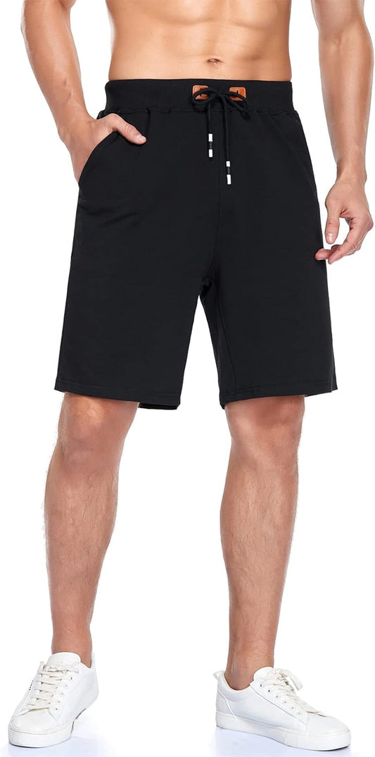 Mens Shorts Adjustable Elastic Waist Casual Workout Shorts with Pockets