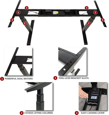 K Series Adjustable Desk Legs High Low Range 3 Stage with Dual Motor Legs Electric Adjustable Standing Desk Frame for Home, Office, Gaming Width and Height Adjustable (Black Desk Frame Only)