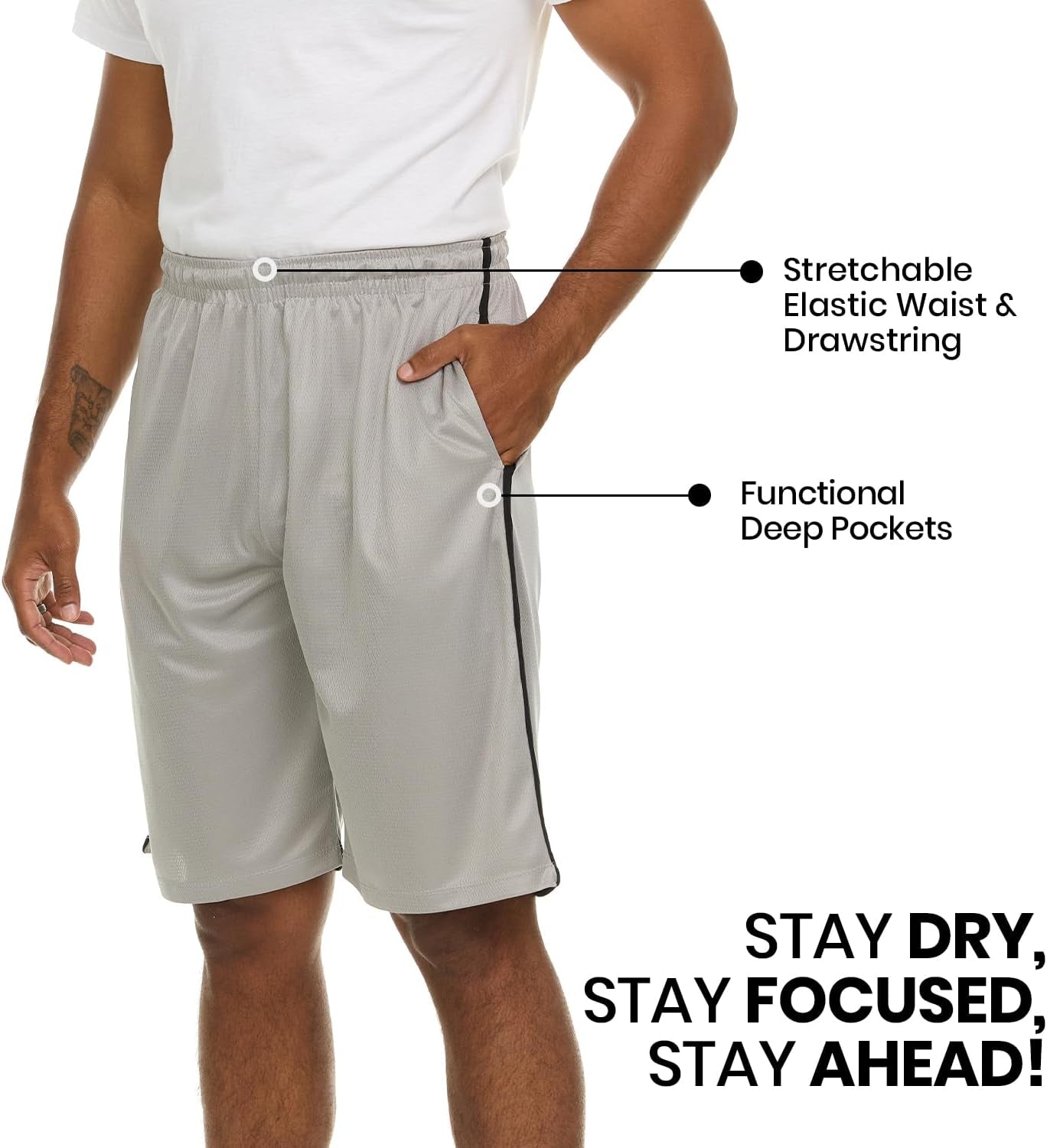 4 Pack: Men'S Dry-Fit Sweat Resistant Active Athletic Performance Shorts