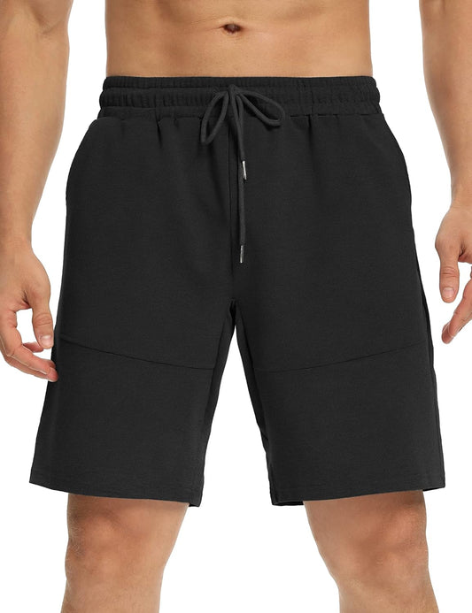 Mens Casual Lounge Shorts Athletic Workout Gym Running Bermuda Shorts Elastic Waist Sweat Shorts with Pockets